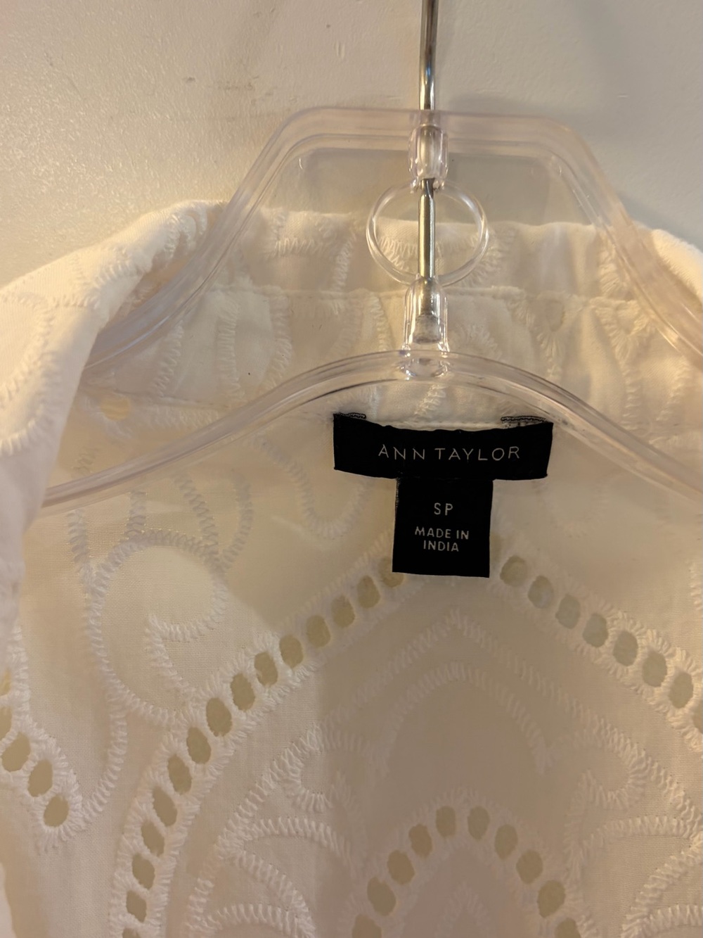 Ann Taylor White Eyelet Button-Down Shirt - Picture 9 of 9